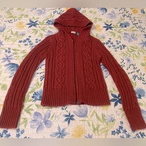 Arizona Jean Co. Red Fell Zip Long Sleeve Knitted Jacket Women's Size M 10/12